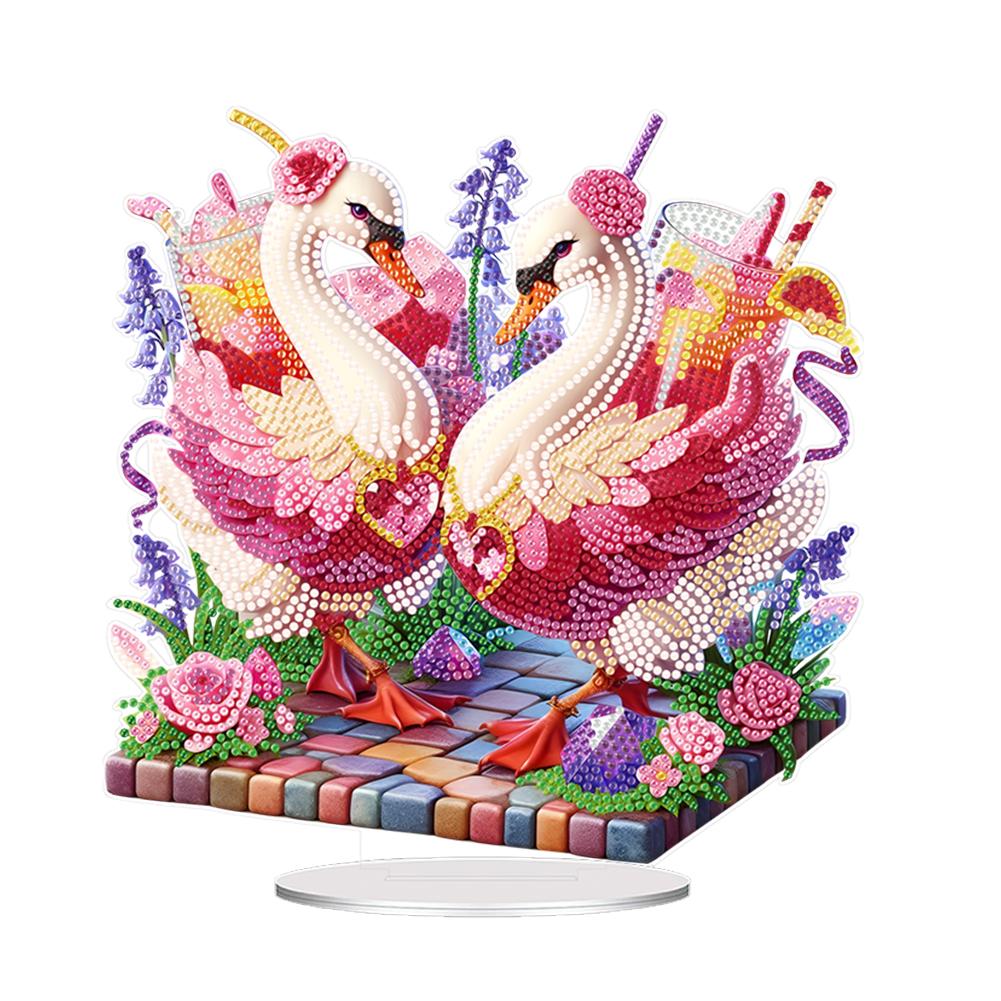 Acrylic Special Shape Floral Cat Cup Diamond Painting Tabletop Ornaments Kit Elf Girl Swan DIY Craft Crystal Painting Home Decor