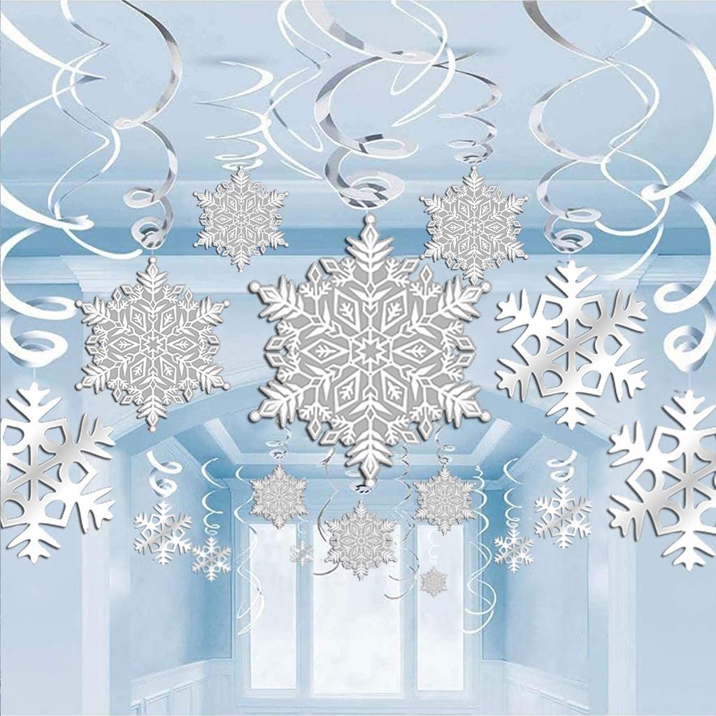 Charming Christmas Snowflake Hanging Decorations With Spiral Design For Festive Displays