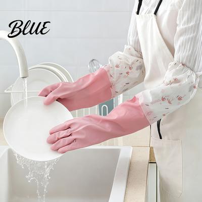 Reusable Rubber Gloves for Housework Long Sleeves Dishwashing Gloves, Thick Fleece Lining Non-Slip Silicone Cleaning Household Kitchen And Bath
