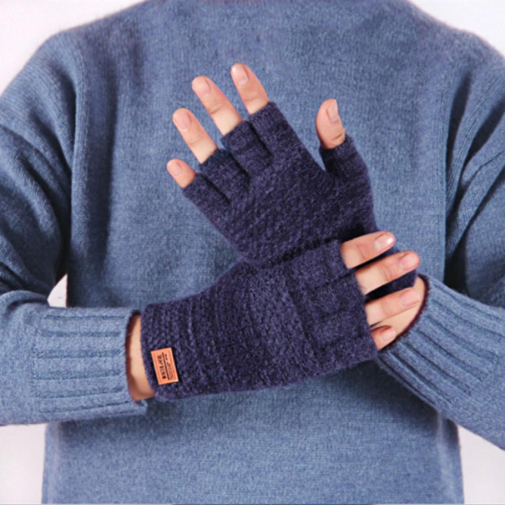 Winter Fingerless Gloves For Women Men Thick Elastic Knitted Alpaca Wool Warm Half Finger Mittens Outdoor Driving Gloves Unisex