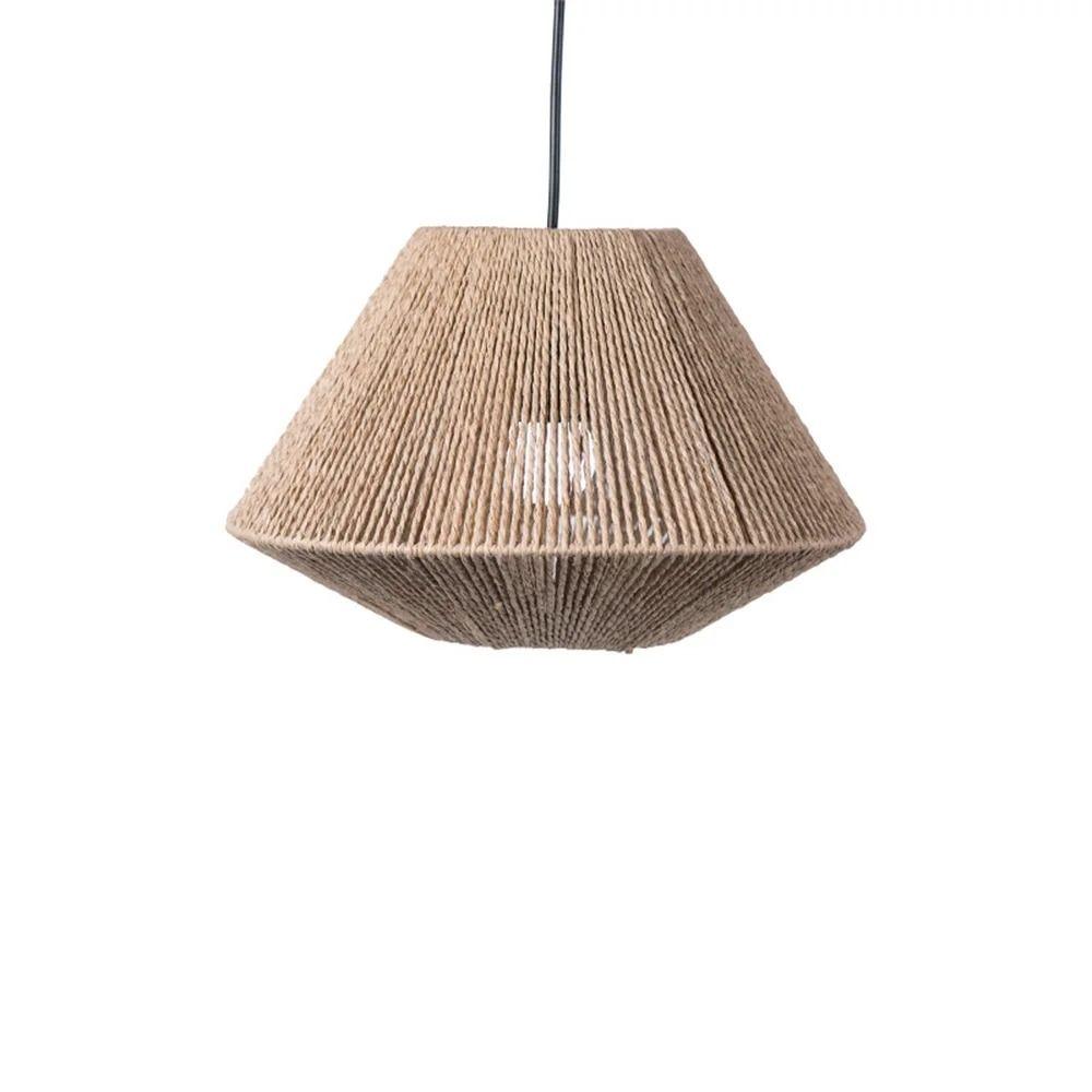 Hanging Wicker Straw Woven Lampshade Rattan Geometric Shade Light Cover Hanging Lamp Cover  Bedroom