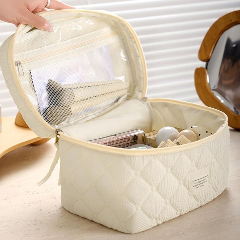 Fashion Cotton Makeup Bag Storage Organized Spacious Beauty Case With Zippered Quilted Cosmetic Bags