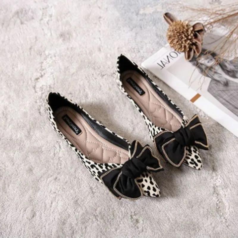 Fashion Shoes for Women with Bow Slip-on Woman Flats Pointed Toe Shoe Luxury Brand 39 Chic and Elegant Casual Spring Genuine Mark Offer