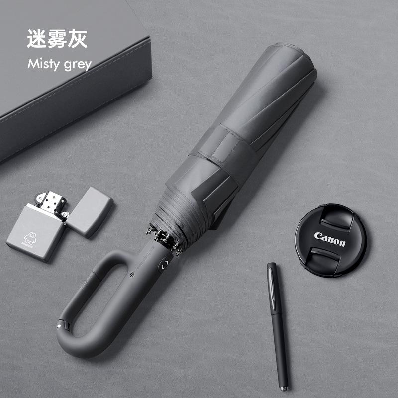 Automatic 3 Folding Umbrella, Both Rain And Sunshine, 125CM Large, Wind Resistant, Hook Design,Water Repellent And Leakproof