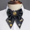 High-End Heren Effen Kleur Steampunk Tandwiel Reversbloem Strik, Retro Britse Stijl