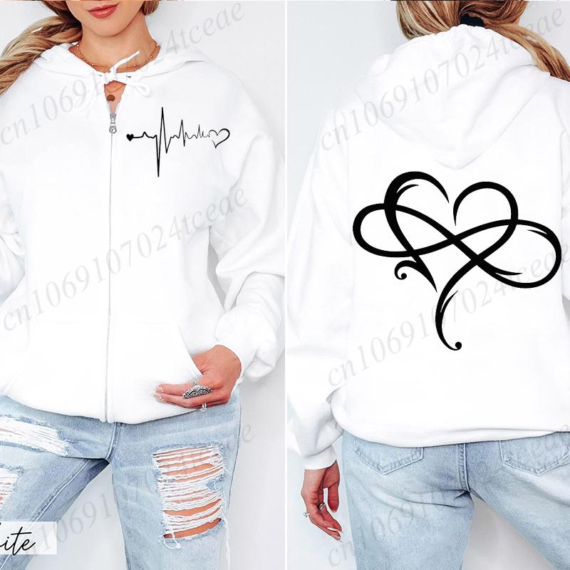 Осенняя женская спортивная одежда с принтом, свободная повседневная толстовка с капюшоном, толстовка на молнии, куртка на молнии, одежда S