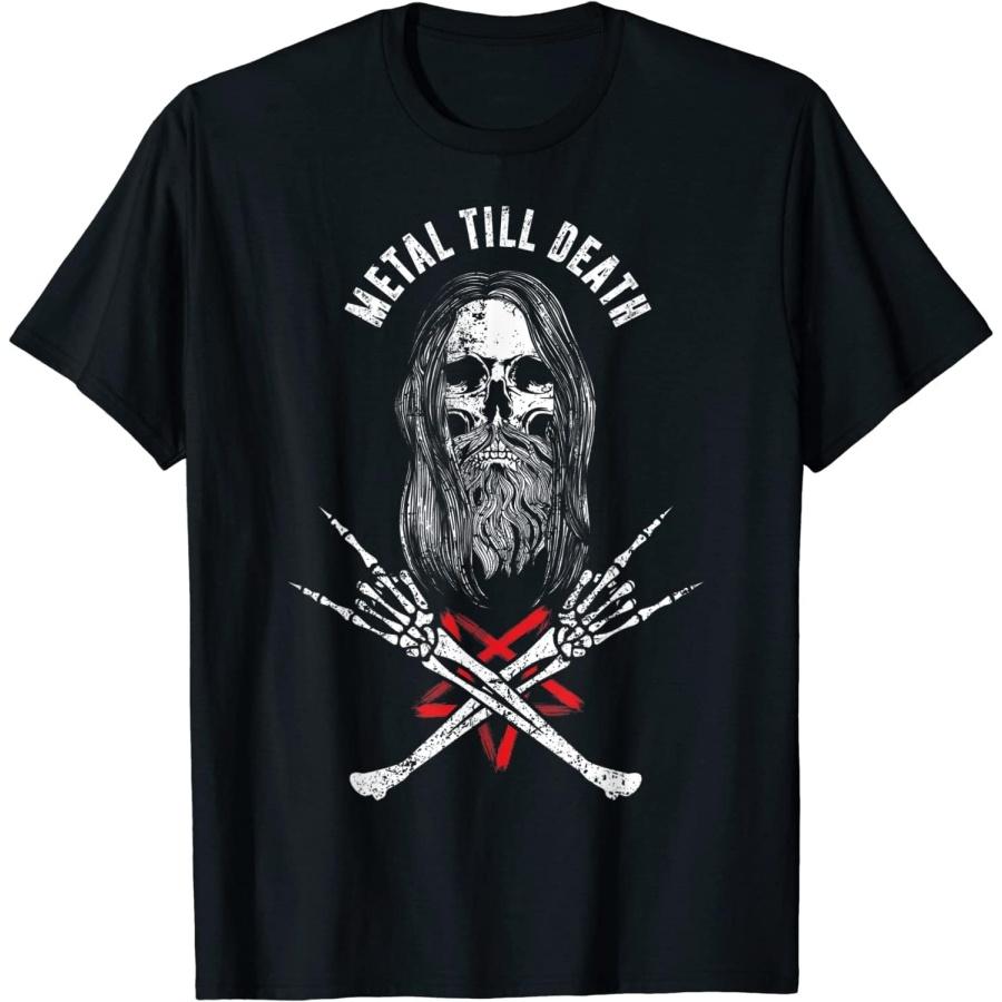 HATANSE Rock Heavy Metal Till Death - Bearded Skull Metalhead T-Shirt XXXXXL разноцветный