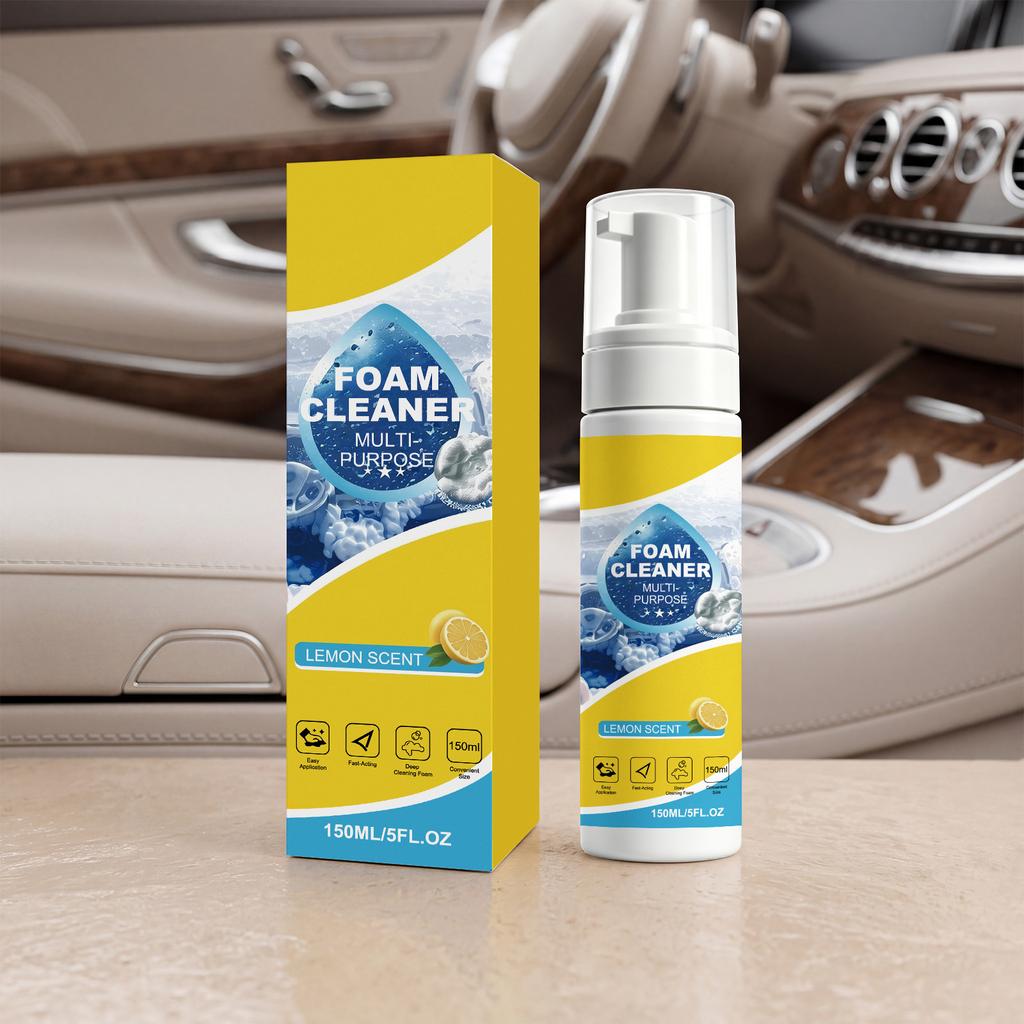 Mehrzweck-Schaumreiniger für Auto-Innenraum Polster Armaturenbrett Teppich Sitzbezüge Kunststoffoberflächen 150ml Zitronenduft Milde Formel Einfache Anwendung