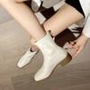 2024 Autumn/Winter Women's Elastic Slimming Chunky Heel Ankle Boots with Square Toe & Back Zipper