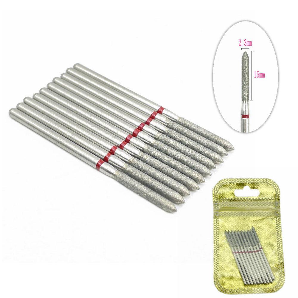 10pcs/pack Nail Drill Bit Polisher Diamond Nail Drills Rotary Bits For Electric Manicure Machine Milling Cutter Burr Nail Art Tool Accessories