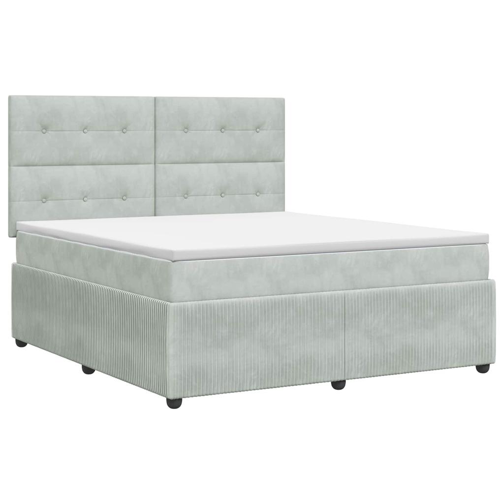 Box Spring Bed with Mattress Light Gray 160 X 200 Cm Velvet