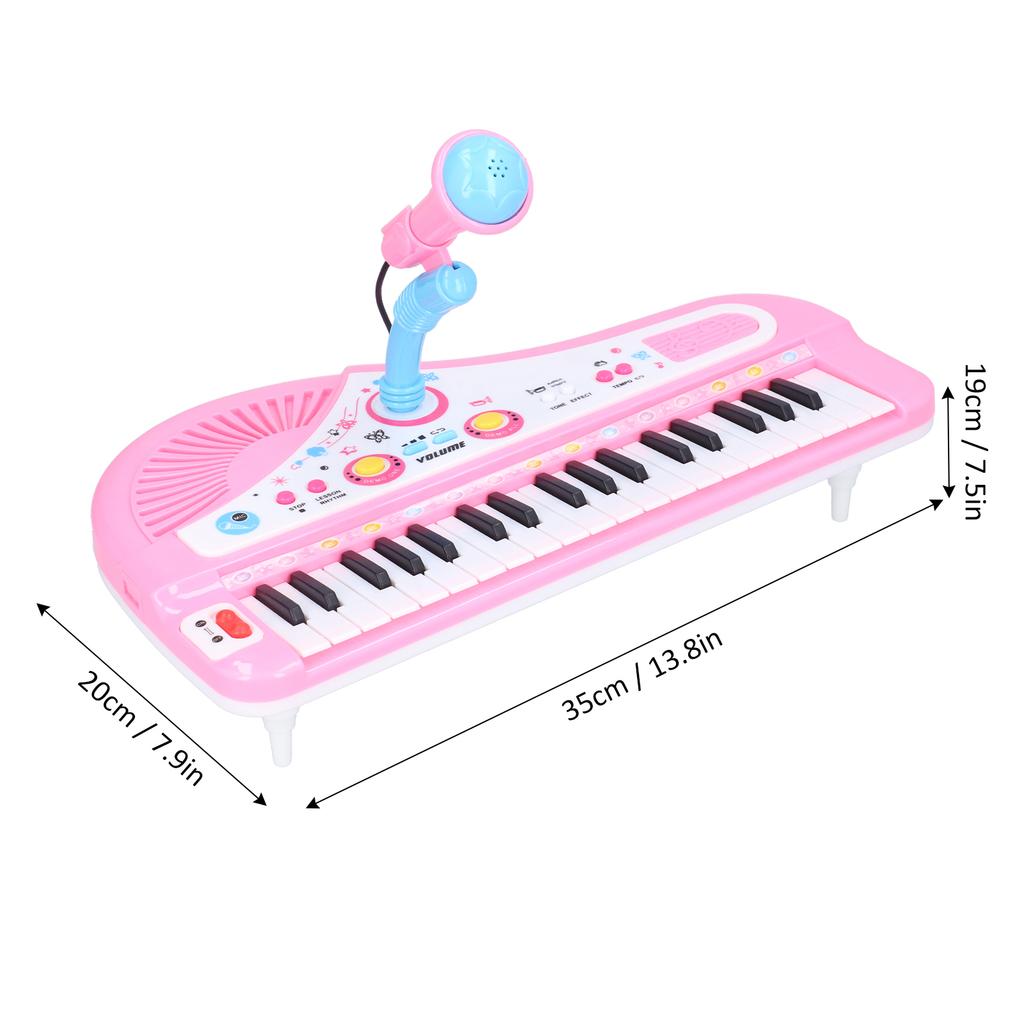 Children Music Instrument Toy with Microphone Battery Powered 37 Keys Electric Music Toy