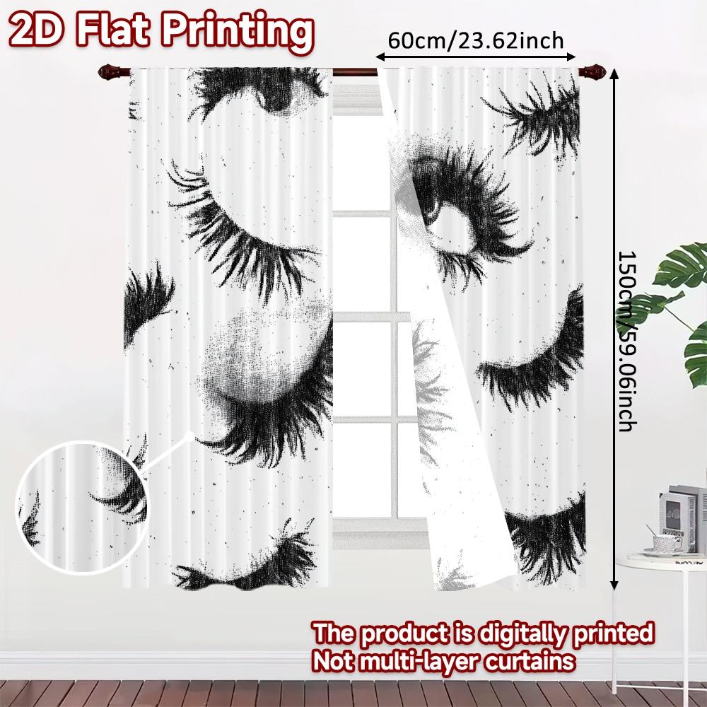 2pcs, 2D FLAT PRINTING Curtains (Without Rod) Lash Pattern Halloween Festival Creative Curtains Versatile Fabric Curtains Art
