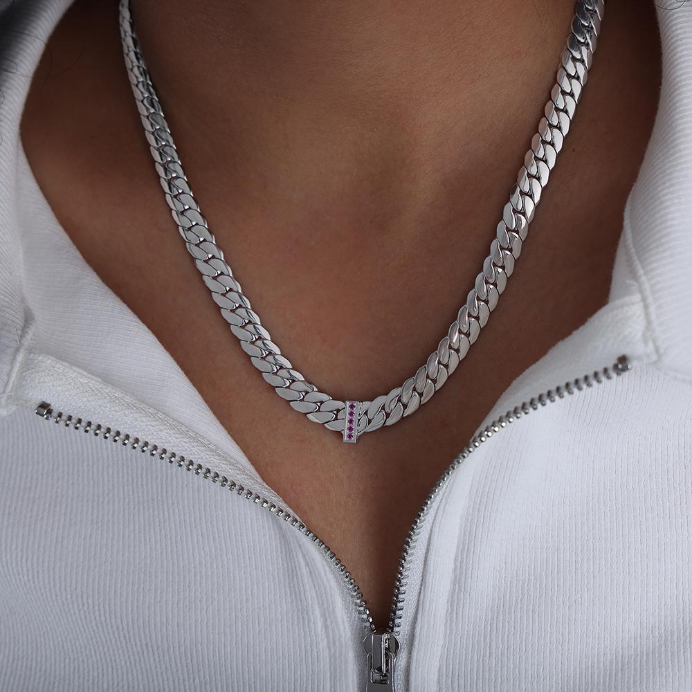 Stal Nierdzewna 316L Naszyjnik Łańcuszkowy Dla Kobiet Pozłacany 18k Inkrustowany Cyrkonem Hip-hopowy Rockowy Styl Grube Naszyjniki