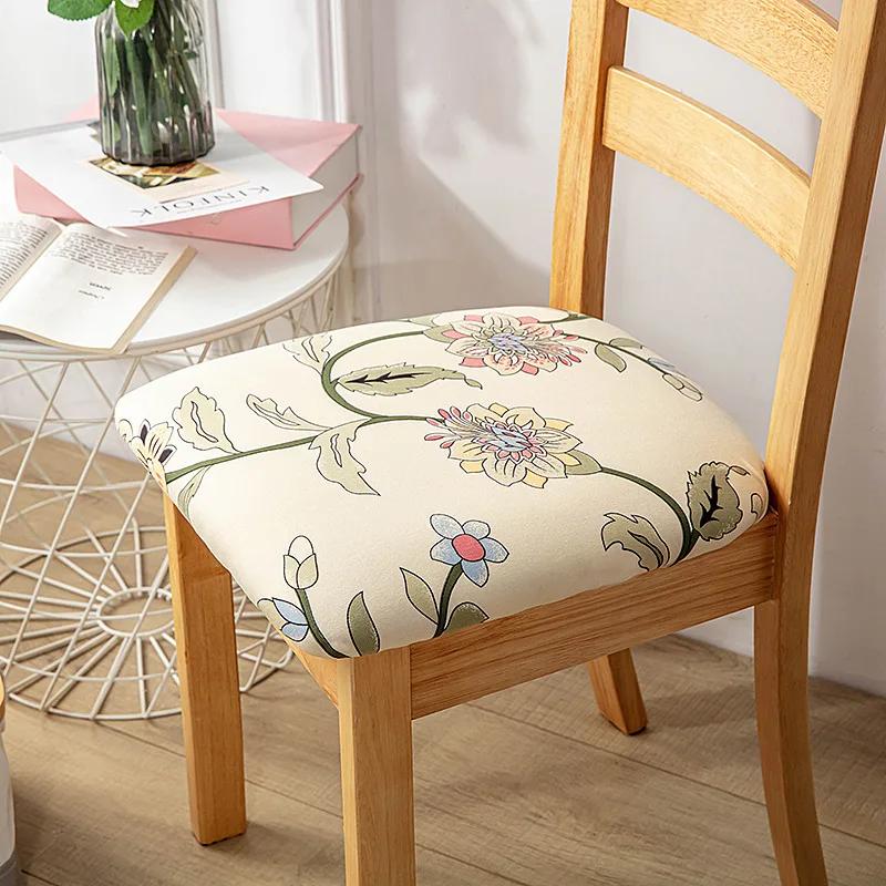 Stretch Printed Chair Seat Cushion Covers For Dining Room Chair Cover For Wedding Banquet Seat Chair Slipcover Home Decor