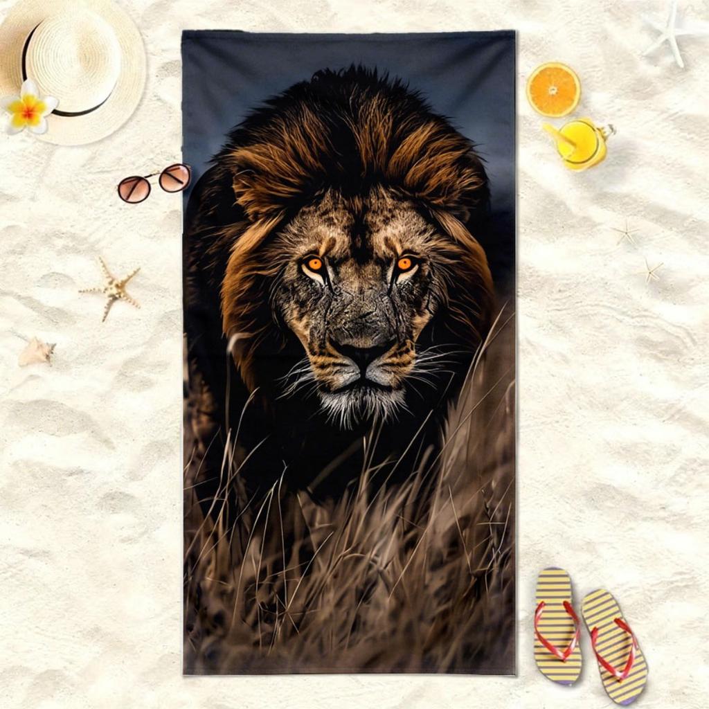 "Realistic Tiger" Oversized Beach Towel – Plush & Absorbent, Striking Design, Perfect for Travel & Sports Use