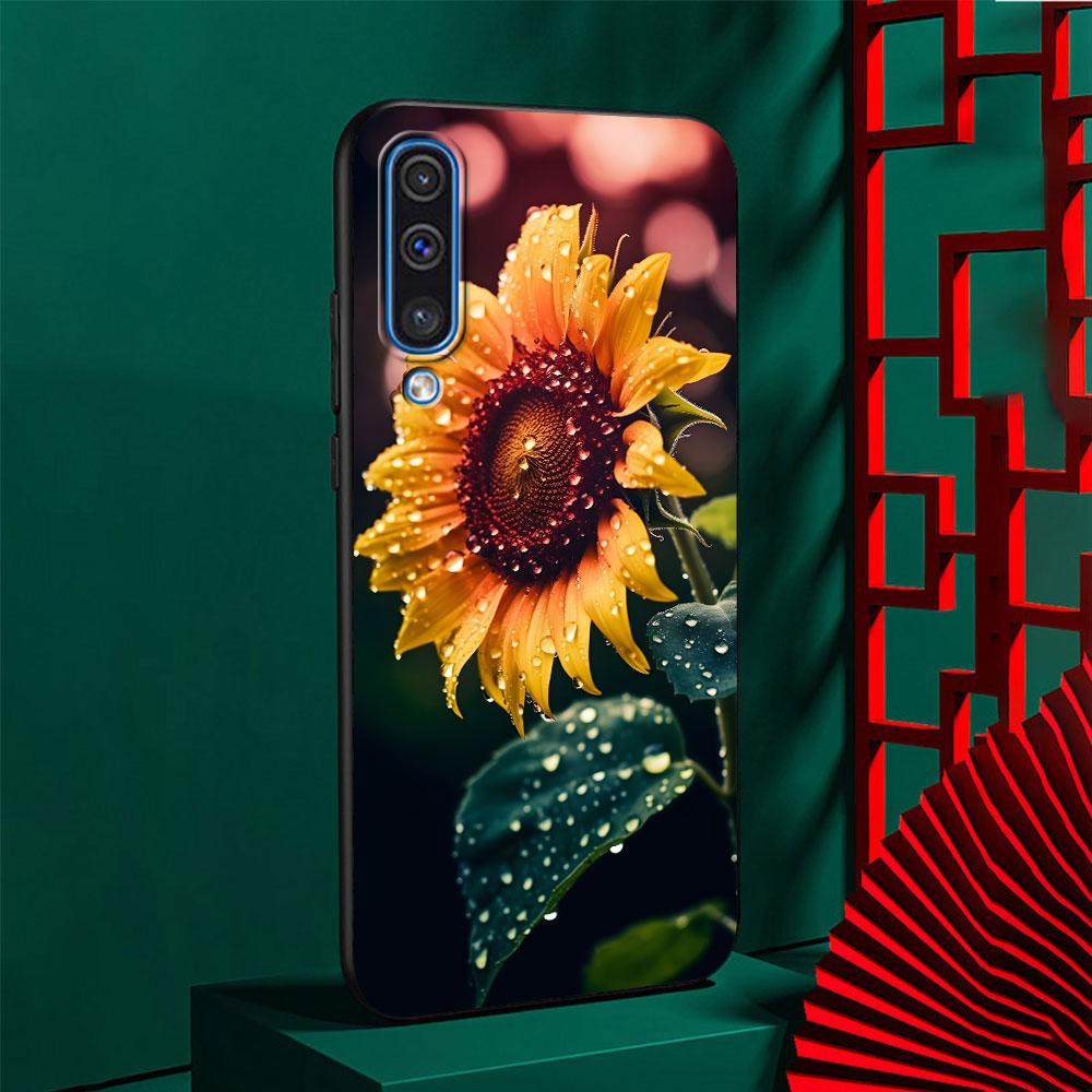 Summer Daisy Sunflower Floral Flower Case for Samsung Galaxy A10s A50 A50s A02s A03s A20 A30 A20e A70 A70s A20s A30s Black Cover