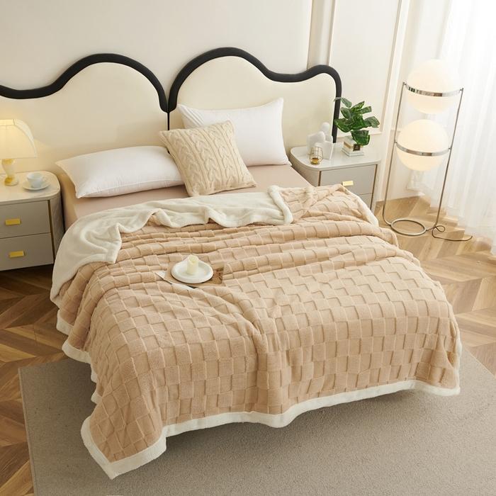 Chessboard Getafur Lamb Fleece Blanket Thickened Autumn and Winter Keeping Warm Sofa Blanket Can Be Used As A Bed Sheet