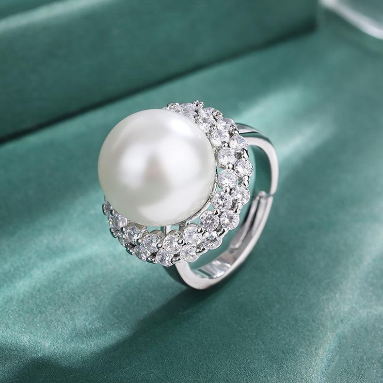 Beimu Pearl Necklace Jewelry Three Piece Set Ring Earnail Pendant Premium Temperament