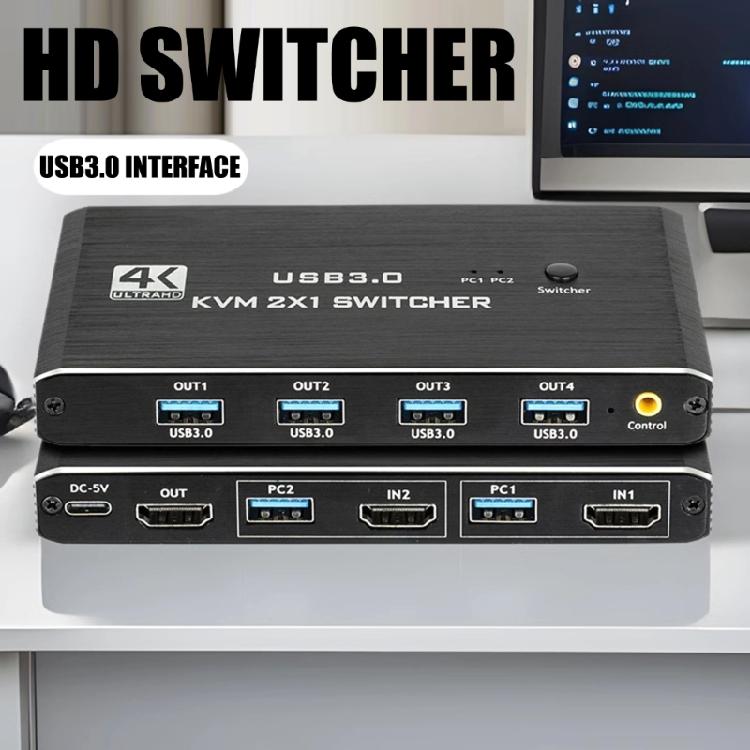 KVM Switcher Featuring 4 USB3.0 Port for Connecting Printers Storage Devices Accessible from Both Computers Efficient