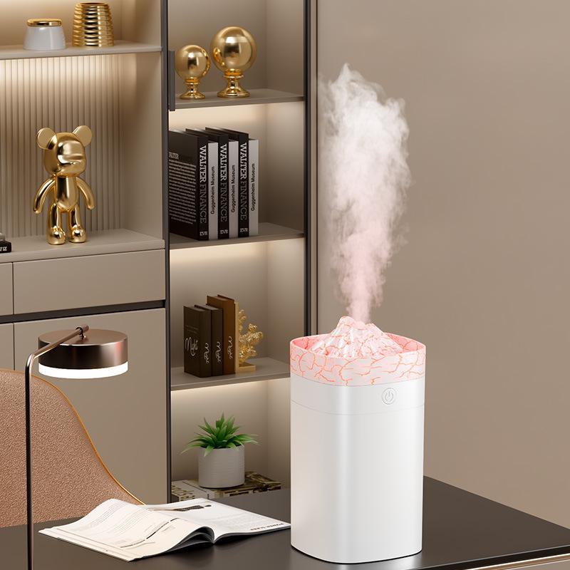 Humidificador de dormitorio con forma de volcán colorido y gran salida de vapor