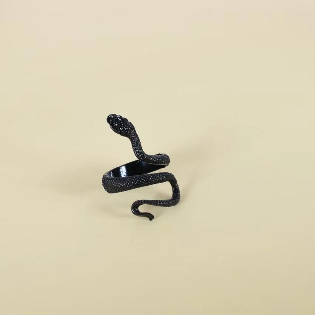 Rings for Men Women Punk Goth Snake Ring Exaggerated Black Plated Gothic Adjustable Party Gift Jewelry Woman Jewelry