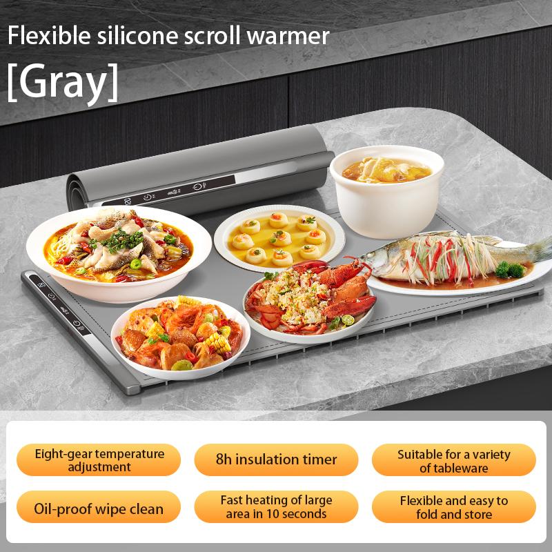 Foldable Food Warming Tray Flexible Silicone Food Warmer Mat Warm Cutting Board Constant Warm Dishes Electric Food Warming Mat