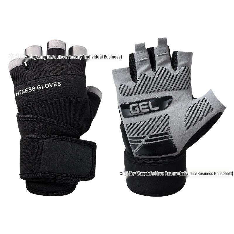 Summer Breathable Non-Slip Half-Finger Weightlifting Gloves with Extended Wrist Support