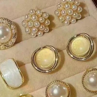 6pair/set Elegant Temperament Imitation Pearl Round Square Earrings Women Daily Wear Holiday Accessories Gifts