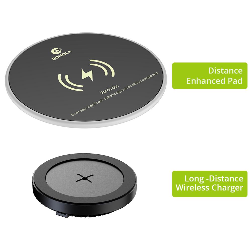 

Qi Настольный мобильный телефон Скрытый держатель беспроводного зарядного устройства Индукционное беспроводное зарядное устройство на большие расстояния для зарядки Iphone/Samsung as picture чёрный