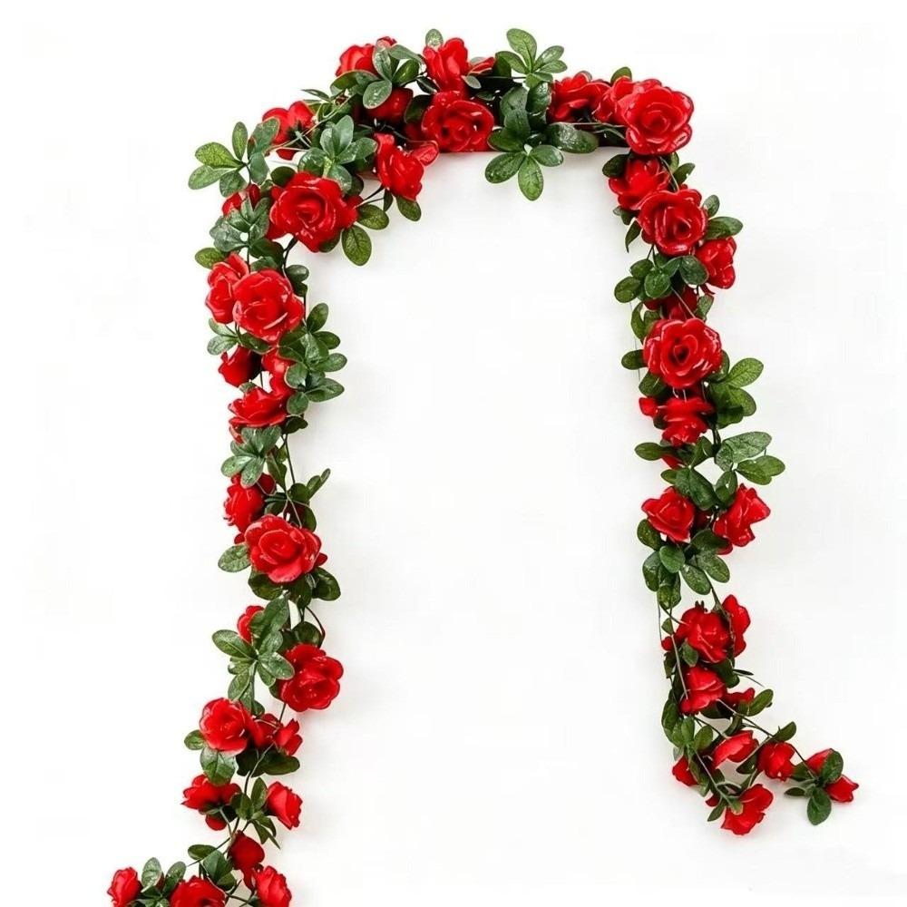 Green Leaves Artificial Flower Garland Layered Petals Hanging Rattan Flower Wedding Arrangements