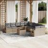 VidaXL Garden Lounge Set 11 Pcs with Beige Cushions Wicker 3268169