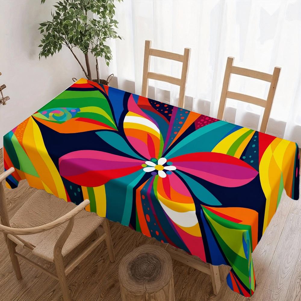 Abstract Bloempatroon Rechthoekig Tafelkleed voor Tafeldecoratie Feest Waterdicht Herbruikbaar Tafelkleden voor Tafel Eetkamer 140x180cm