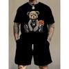 T-shirt Graphique Ours en Peluche Marron Tailles Européennes – T-shirt Noir Élégant avec Impression Maillot de Basket-ball, Vêtement Décontracté Unique pour Homme