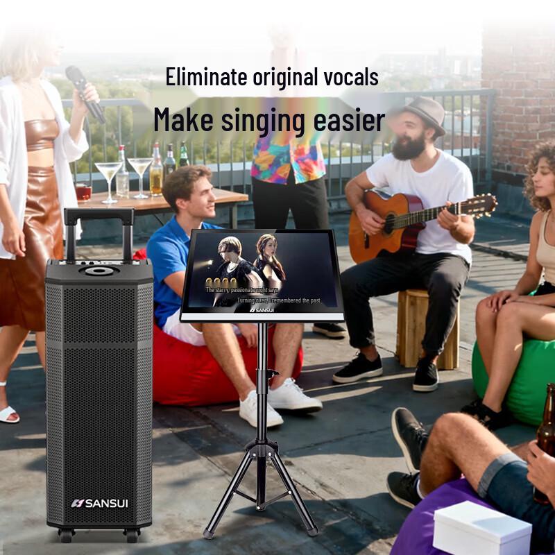 SANSUI T26 Dual 6.5-inch Outdoor KTV Trolley Speaker with Mics (CN Version)