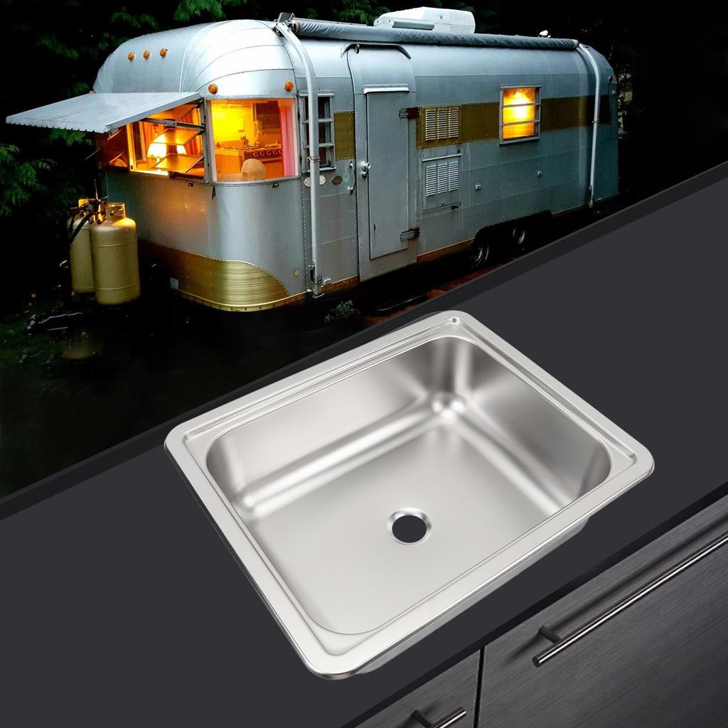 RV 304 Stainless Steel Sink Polishing Square Kitchen Sink Hand Wash Basin with 40mm Sewer Outlet for Boat Caravan