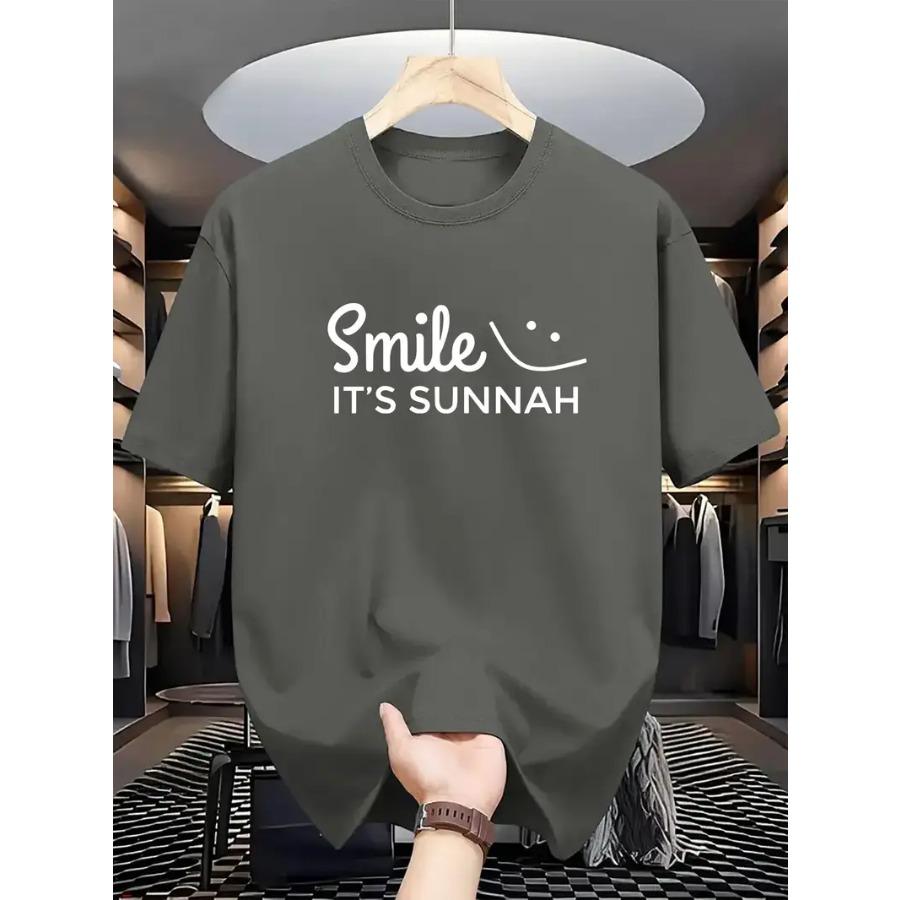 

Мужская футболка с принтом надписи Smile - Дышащая, мягкая полиэстеровая повседневная летняя футболка для улицы и на каждый день 6XL