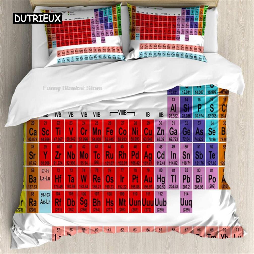 Periodic Table Duvet Cover Science Bedding Microfiber Chemistry Lovers Learning Decor For Kids Teens Adults