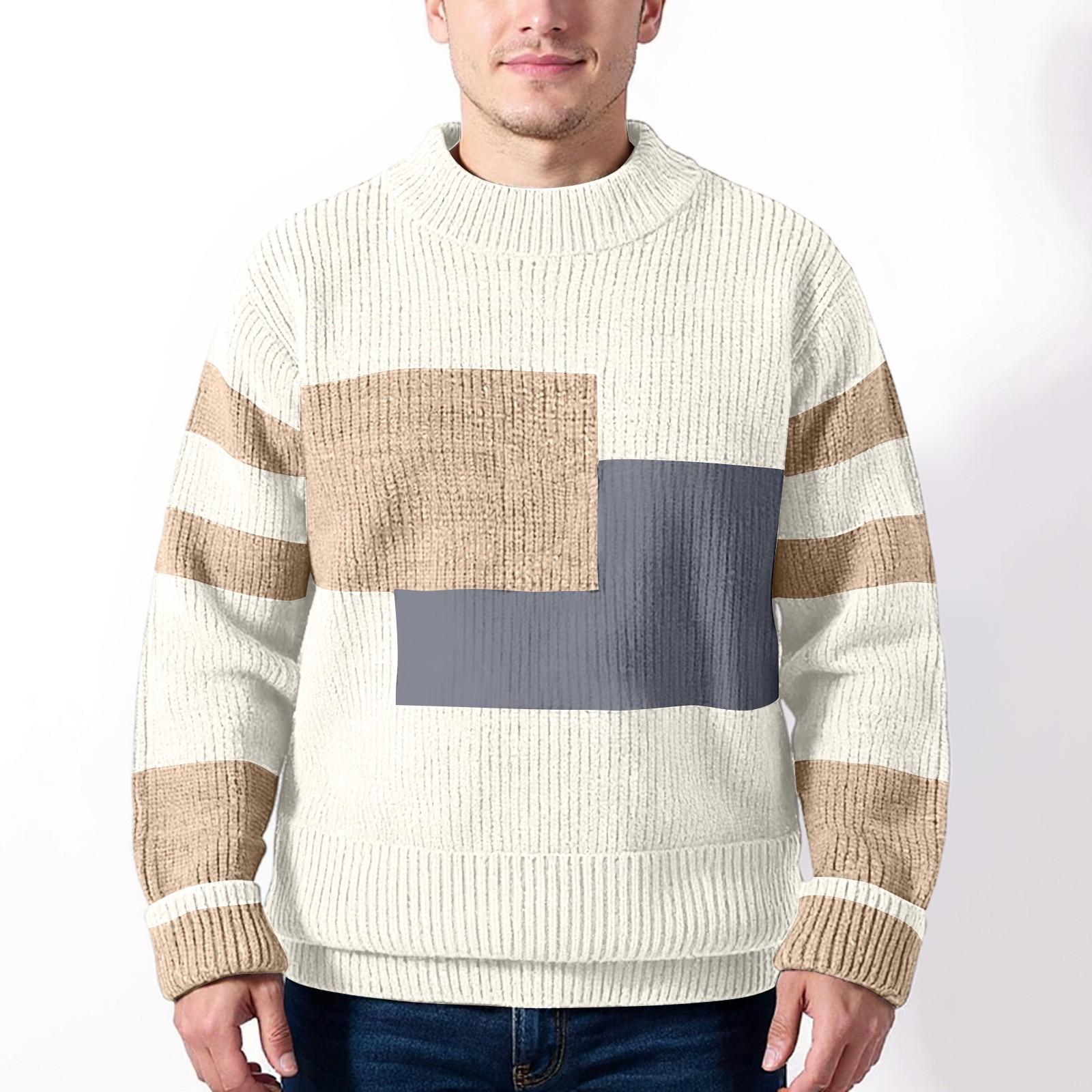 

Men s Casual Loose V-neck Sweater M белый