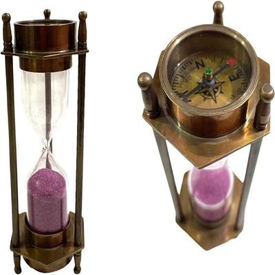 Sanduhr Sanduhr und Kompass Antike nautische Tischdekoration