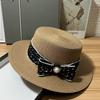 Hat Women's Pearl Flat Top Lace Straw Hat Summer Outdoor Travel Sunscreen Sun Hat New Commuter Holiday Top Hat