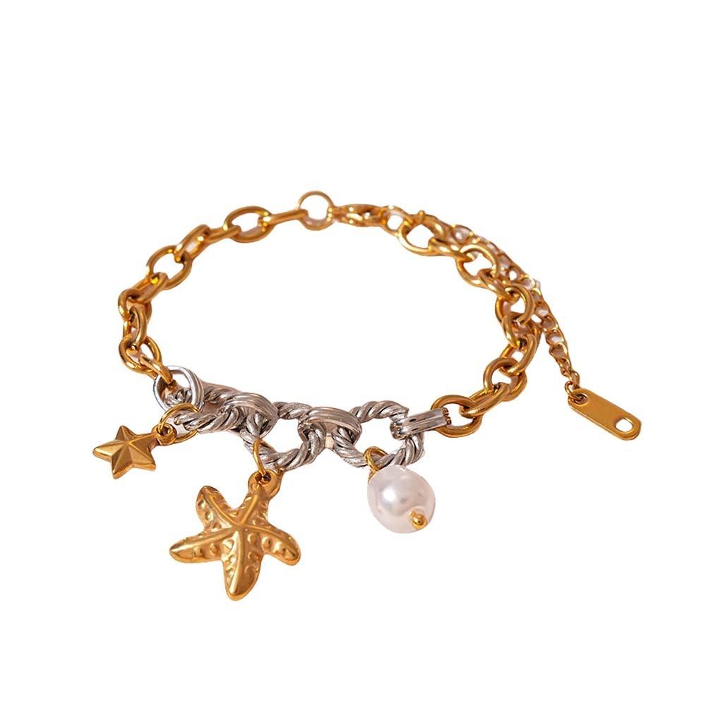 Beach Sea Series Starfish Steel Bracelet Ocean Animal/Flower Starfish Hand Chain  Girls Couple