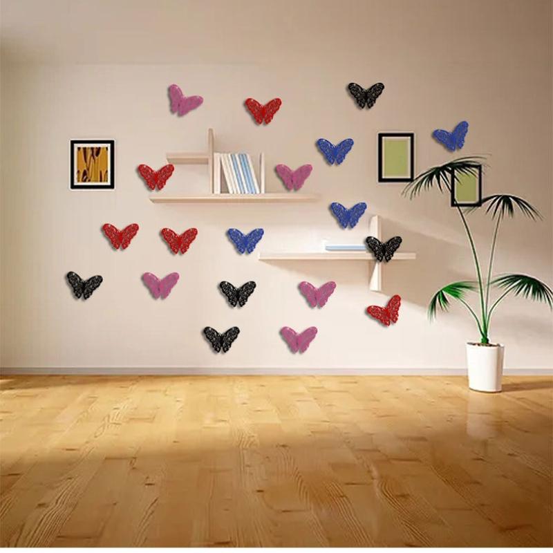 12Pcs Butterfly Stickers 3D Flash Color Wall Stickers for Home Decor Gold Silver Red Blue Stickers for Tile Window Diy Wall Art