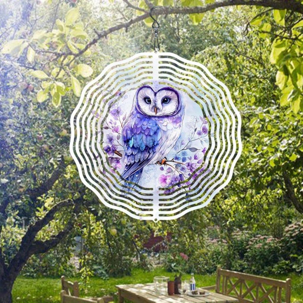 Colorful 2D Owl Wind Spinner Metal Garden Decor with Floral Design for Outdoor Patio Yard Decoration No Electricity Needed Durable Gift