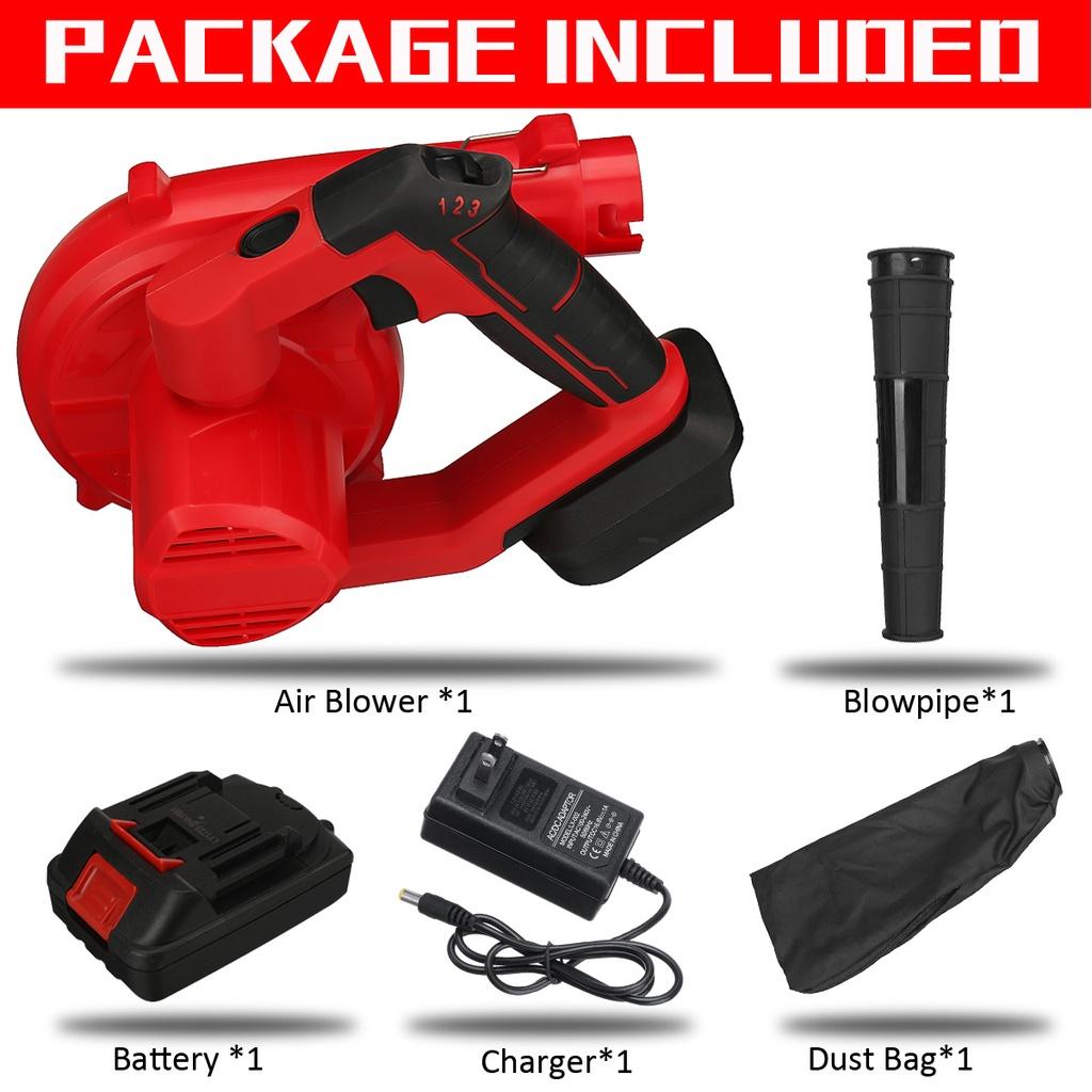 

Беспроводной электрический воздуходув-пылесос портативный с вращением на 180° ручной воздуходув для листьев и пыли для аккумулятора 18 В 2 В 1 98VF 2200 Вт 1*Battery