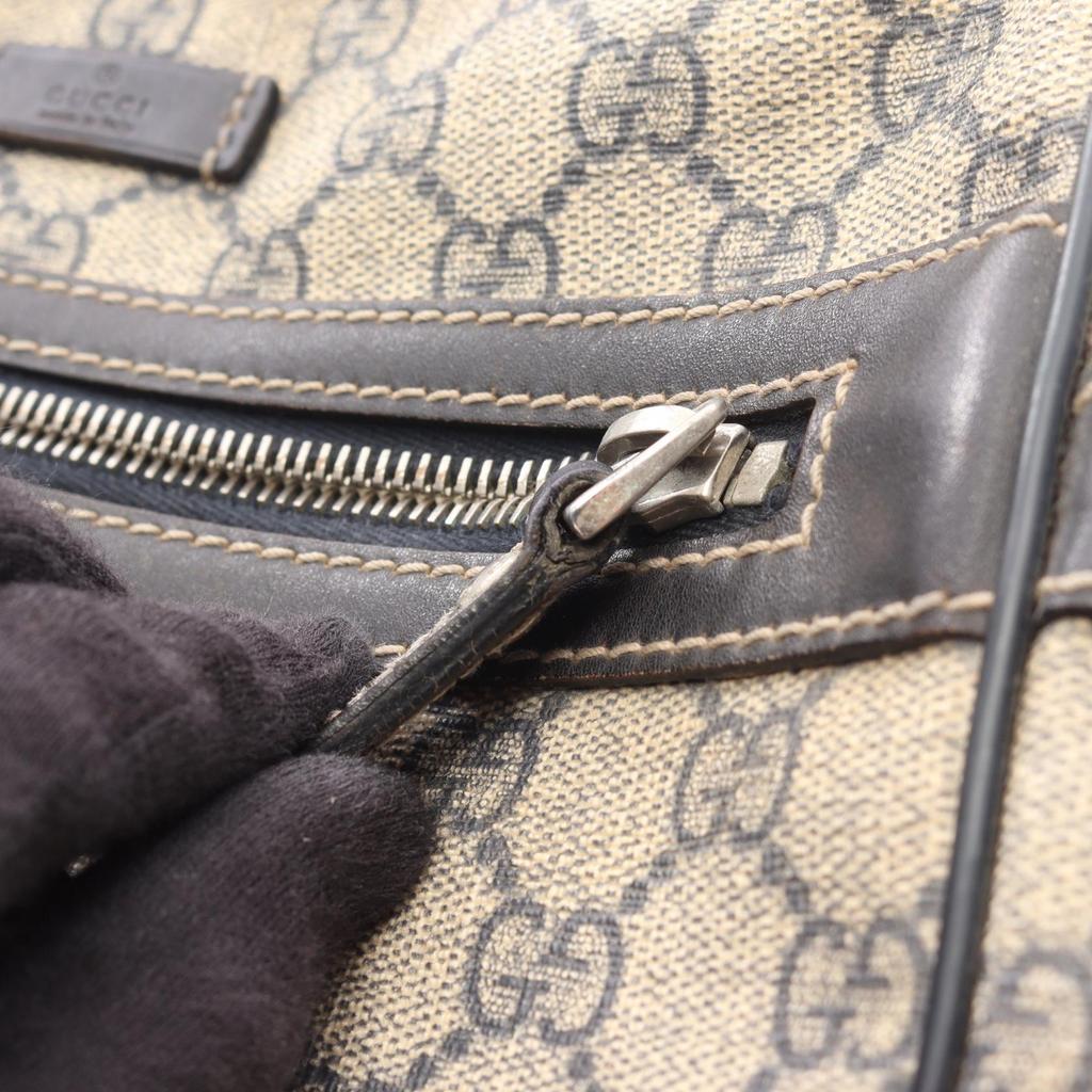 Used GUCCI GG Supreme Shoulder Bag 201448 PVC coated canvas leather Beige Navy Used Women