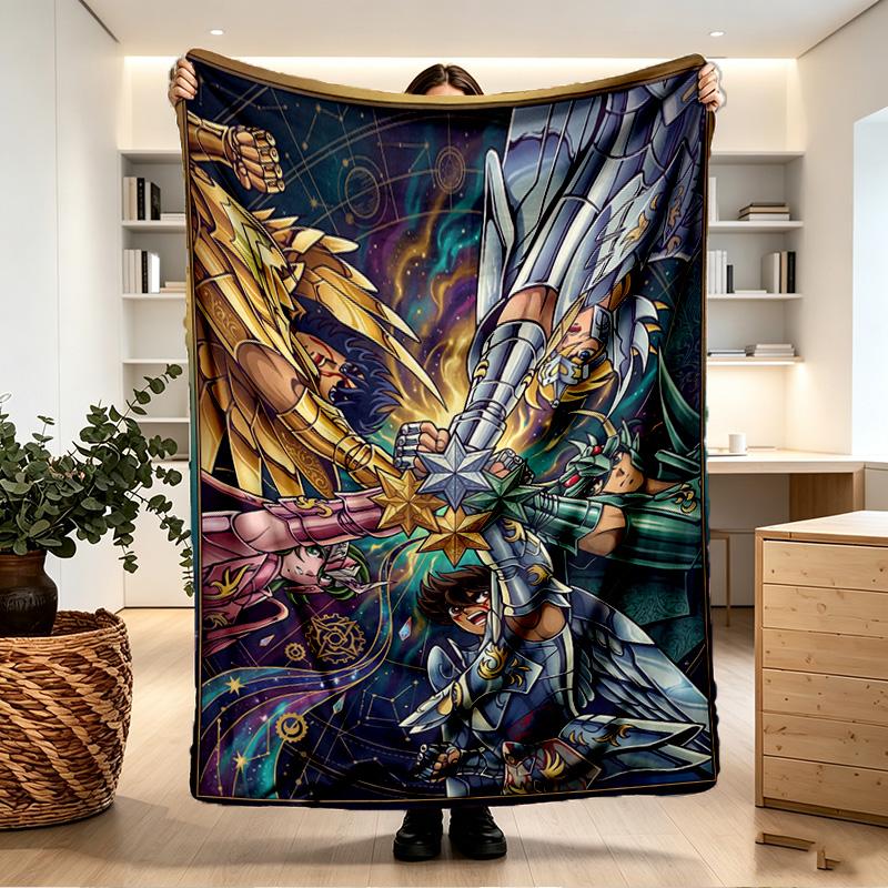 Saint Seiya Print Blanket - Soft & Comfortable, for Bedroom, Travel, Sofa, Home Decoration - Birthday Christmas Gift for Friend