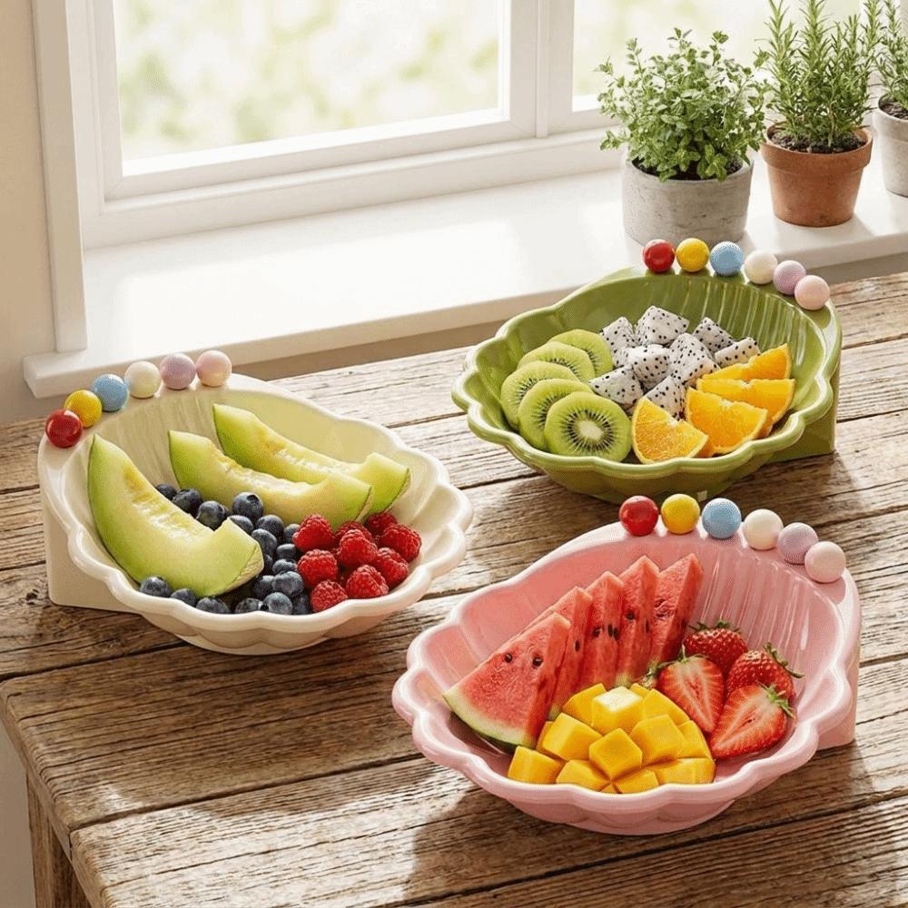 Large Capacity Fruit Serving Plate Shell Shape Dessert Salad Bowl Snack Plate Dining Table