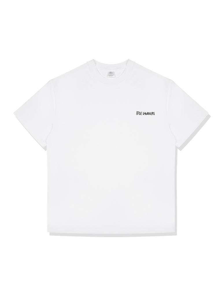 IDLEWORKERS Single Authentic Logo Cotton Oversized Short Sleeve_White