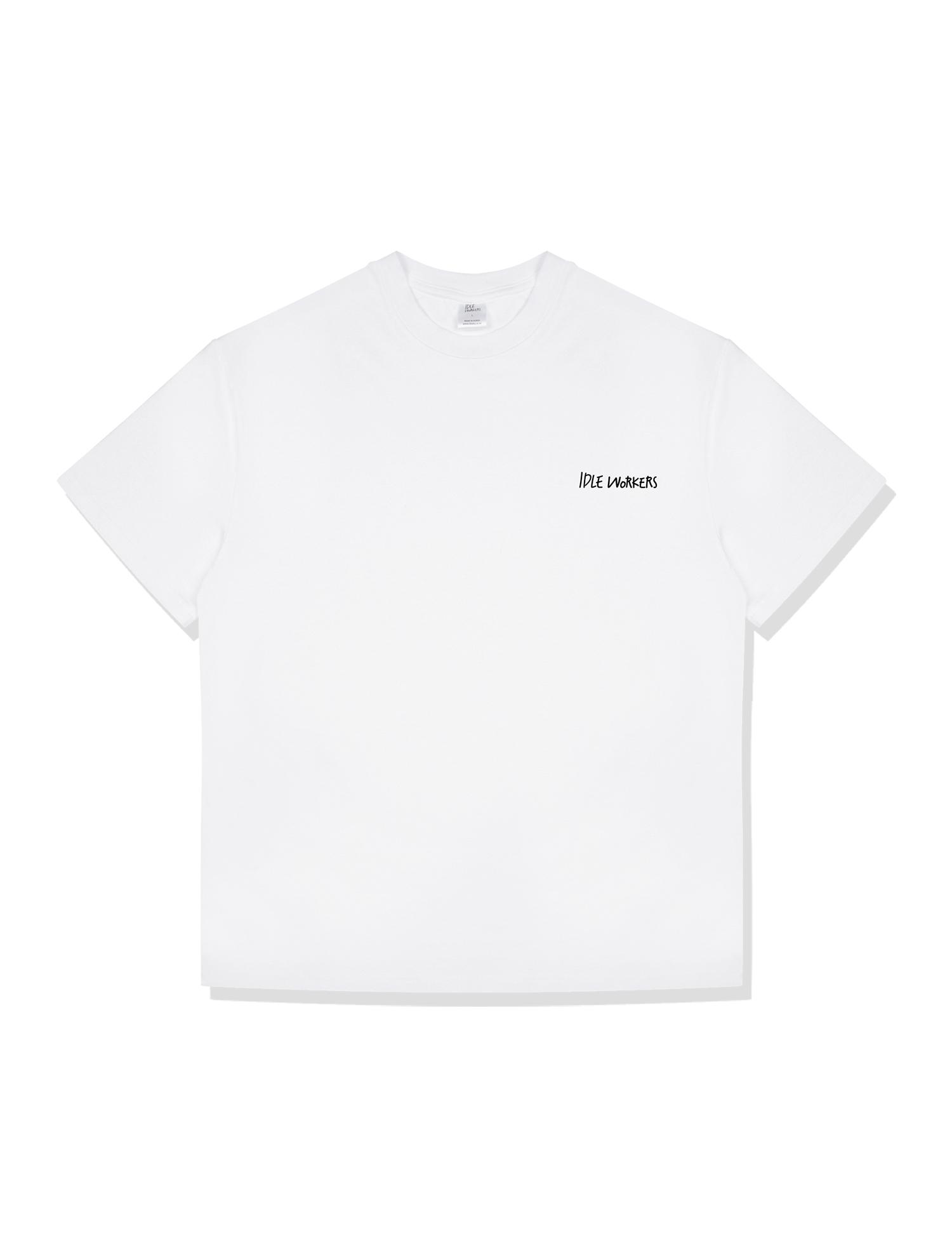 Idle Workers Single Authentic Logo Cotton Oversized Short Sleeve_White L
